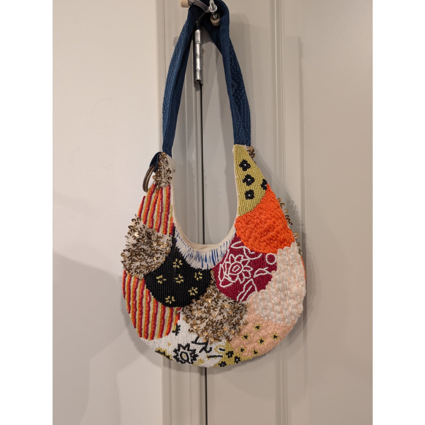 1410 - Free People Beaded and Embroidered Small Hobo - NWOT