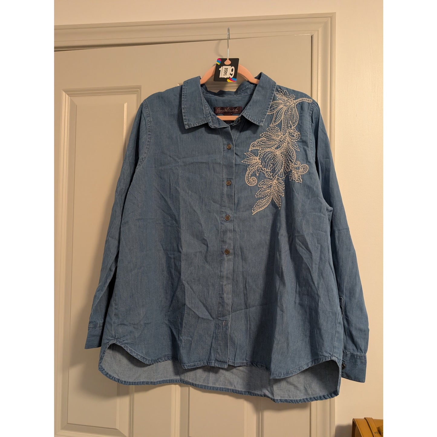 1468  - GV Chambray Shirt with Embroidery - XL