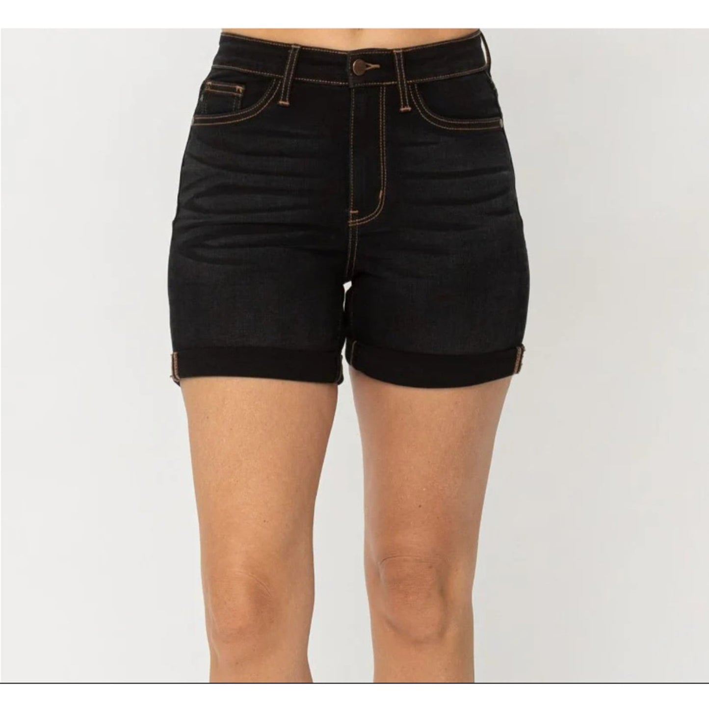 1129 -Judy Blue -Black High Waisted Denim Shorts - XL