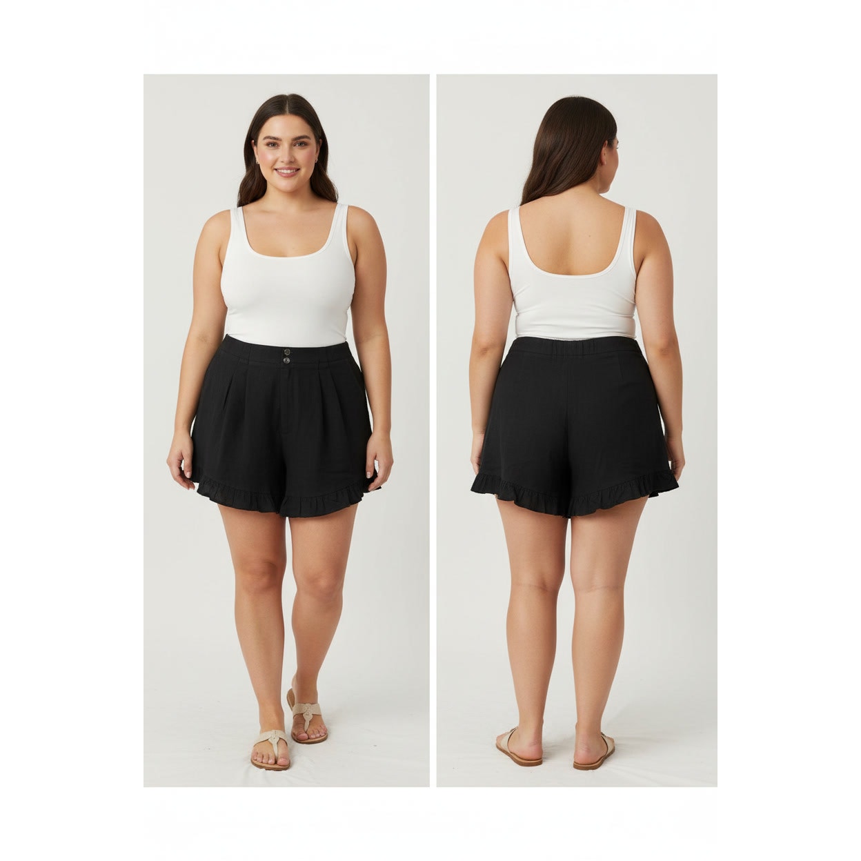 1390 - Umgee Black Ruffle Shorts - 1X - NWT