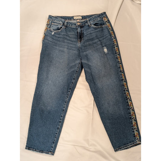 1195  - Knox Rose Jeans Straight Leg Denim w/ Embroider Chevron Side Stripe - 10