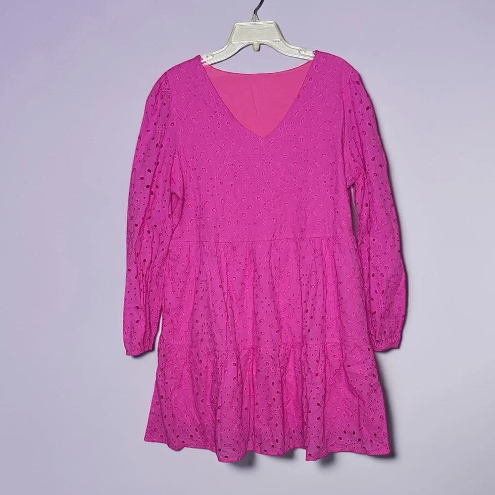 1259-Anrabess Pink Eyelet Dress - Size XL - NWT