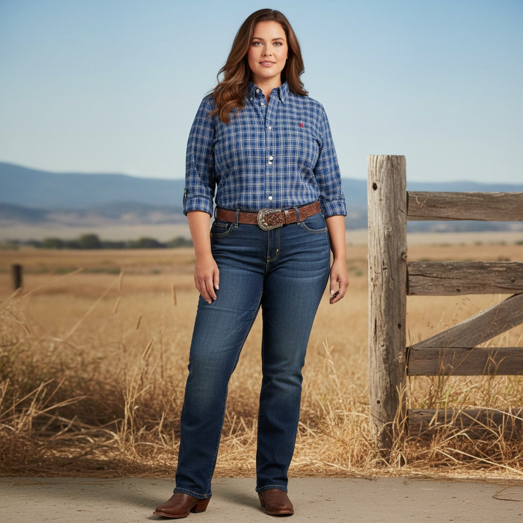 1466 - Ralph Lauren Blue Plaid Women's Shirt - XL
