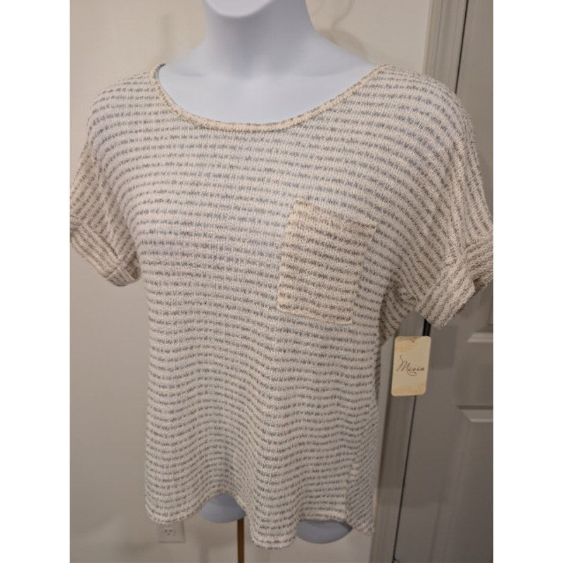 1294 - Misia Open Knit Blouse with Lace Trim down back - Large - New
