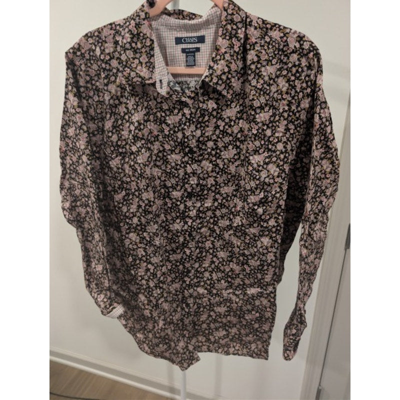 1513 - Chaps No Iron Button Down Shirt with Floral Print - 1X