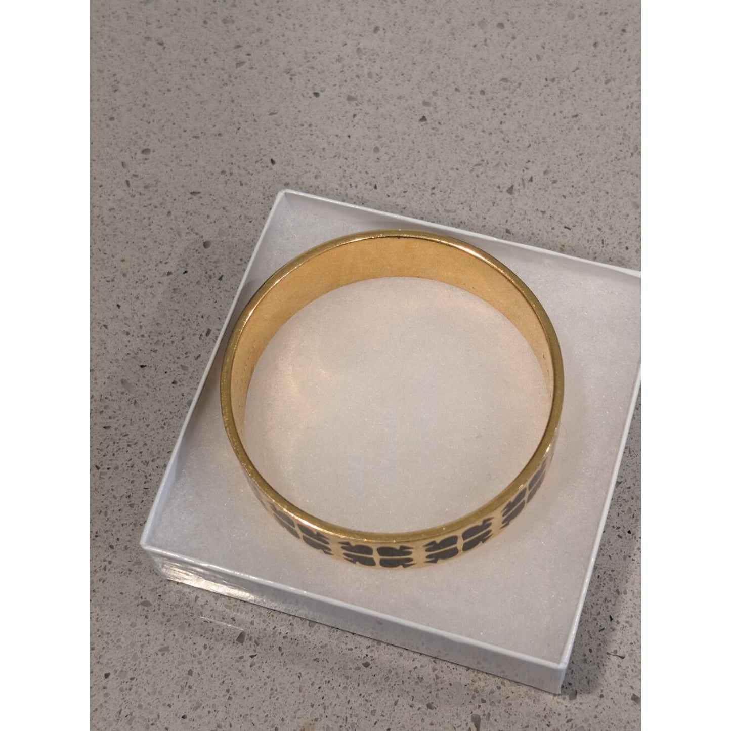 1004-Kate Spade Gold Bangle Bracelet Black Heart Design