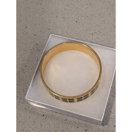 1004-Kate Spade Gold Bangle Bracelet Black Heart Design