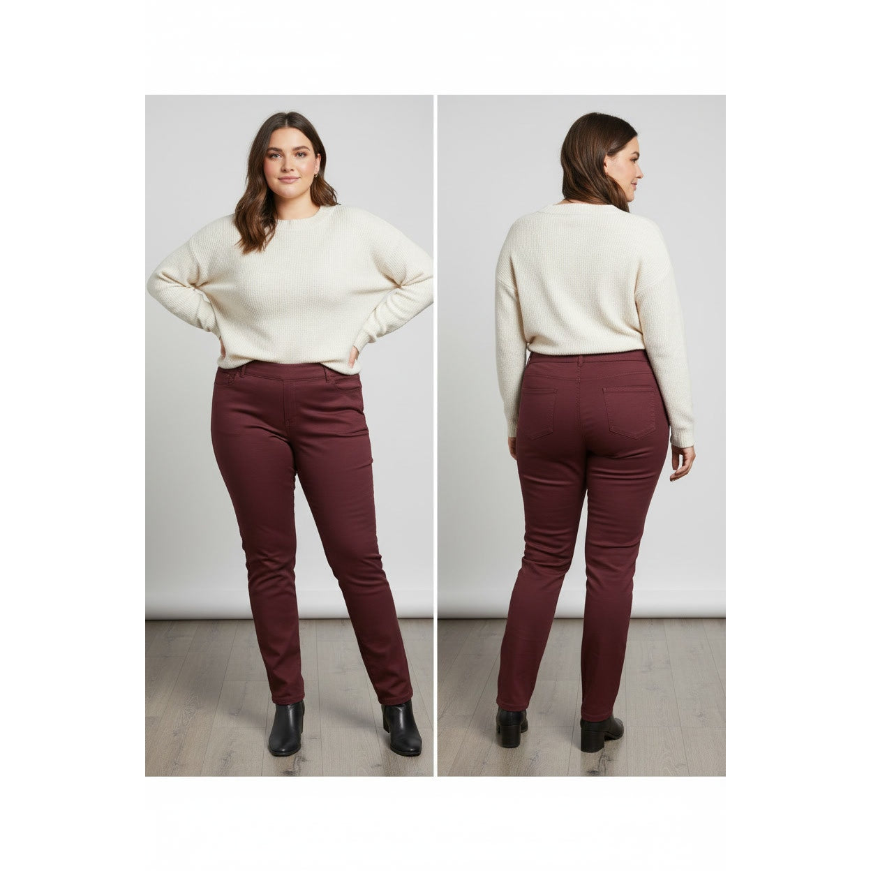 1392 - Umgee Pull on Skinny Hot Pants in Burgundy - 1XL - NWT