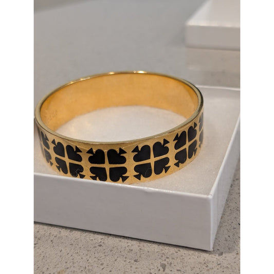 1004-Kate Spade Gold Bangle Bracelet Black Heart Design