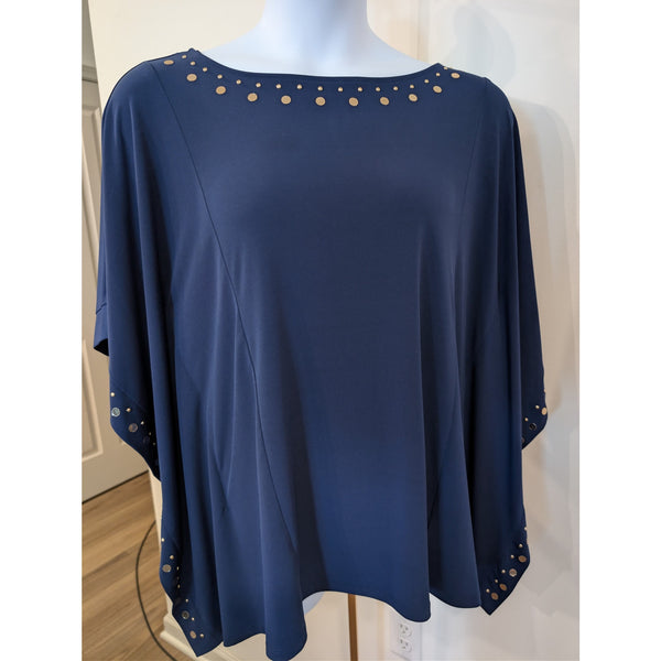 1013 - Micheal Kors Blue Studded Poncho Top - Size L