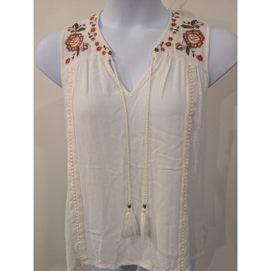 1239-Knox Rose Medium Tank with Crochet - Size Medium