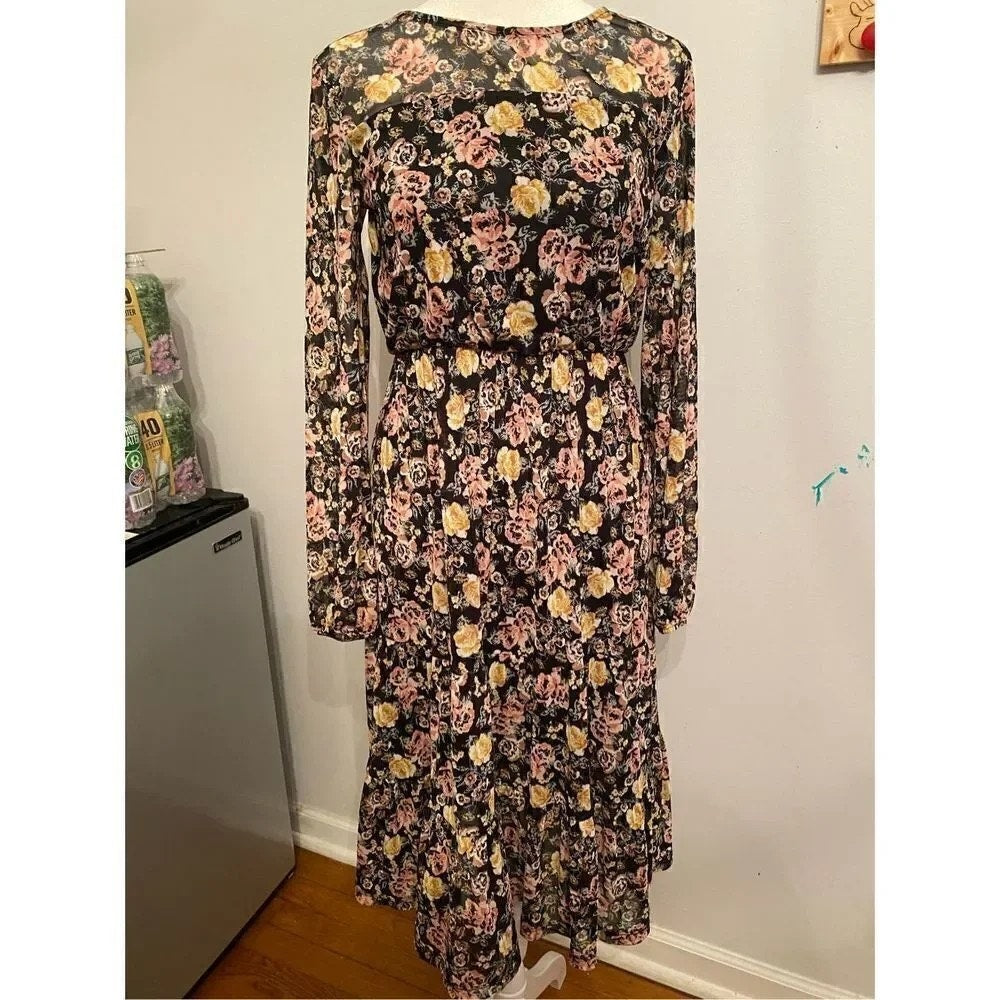 1241-Maurices Dress - Black with floral - Size XXL
