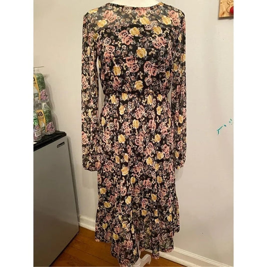 1241-Maurices Dress - Black with floral - Size XXL