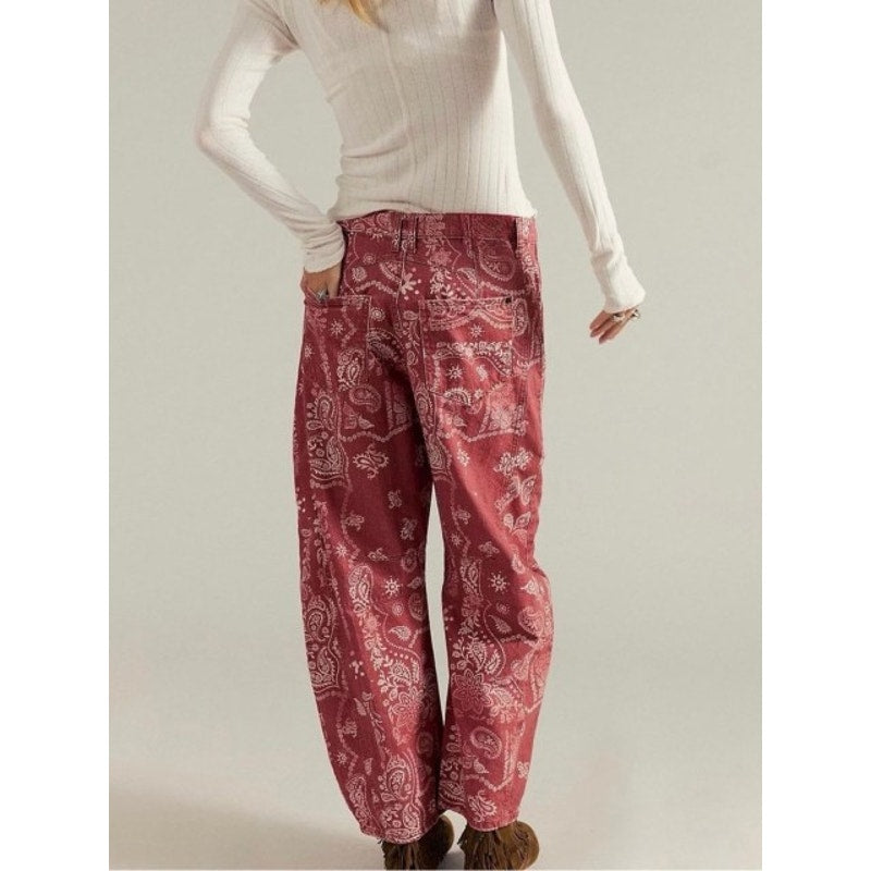 1331 - Loveimgs Red Bandana Barrel Jeans - XXL - NWT