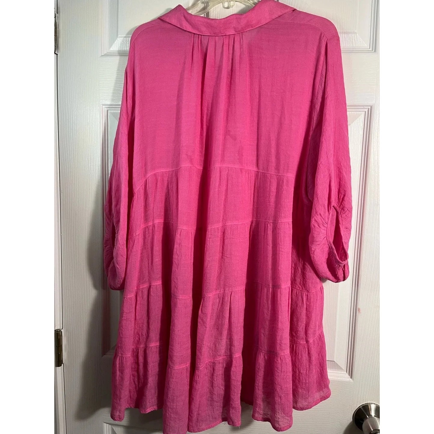 1111 - Umgee Pink Boho Oversized Tunic Blouse Womens S - New