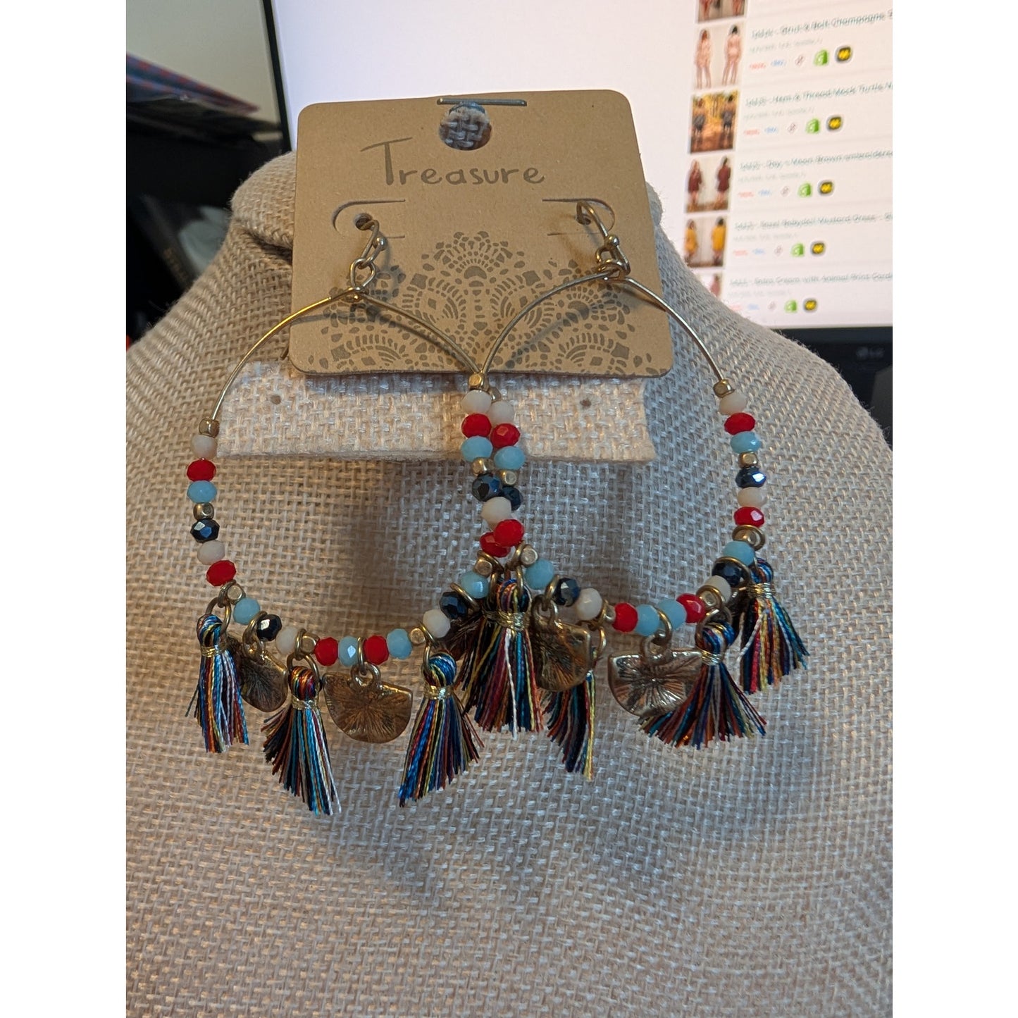 1419 - Treasure Western Boho Earrings - Beads and Tassels - NWT