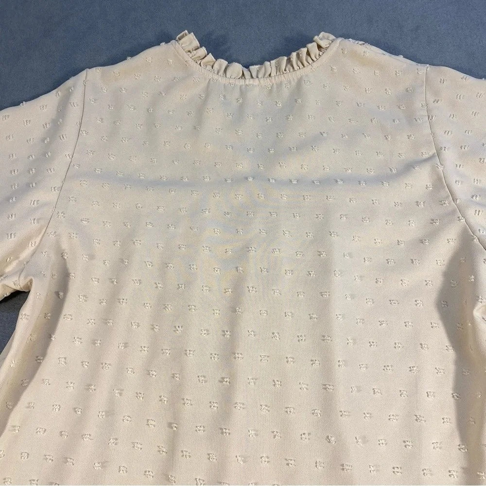 1264 - Falechay Swiss Dot Blouse with Lace trim - L - NWT