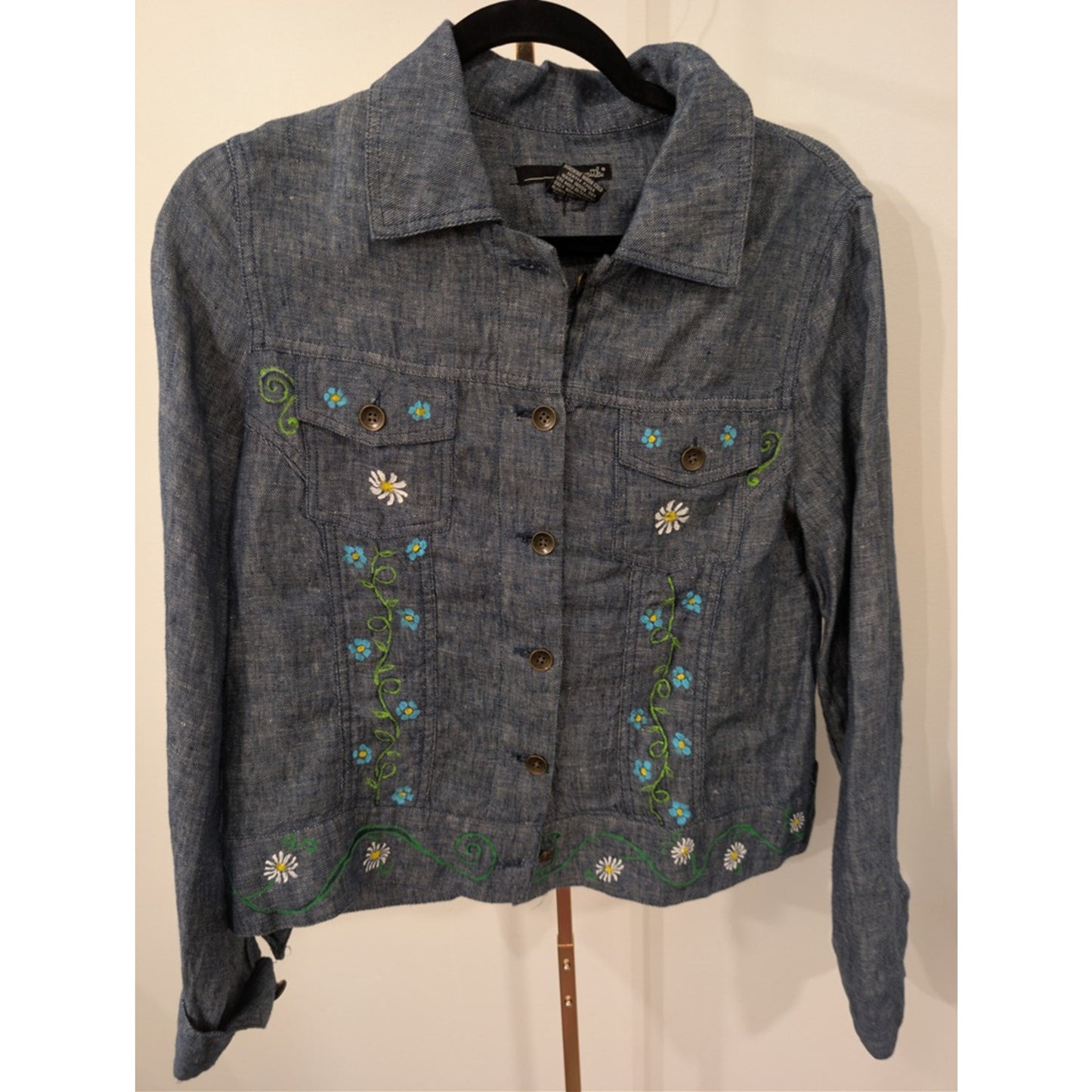 1042 - Willi Smith Hand Painted Floral Button Front Jacket