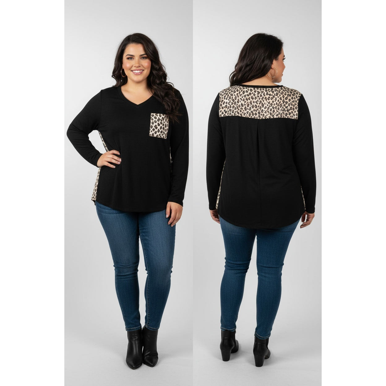 1384 - Heimish Black with Animal Print Light Sweater - 3X - NWOT
