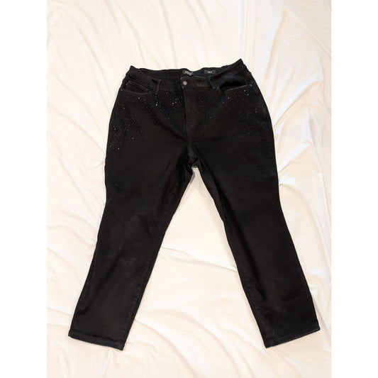 1034 -  Judy Blue Black Skinny Jeans Black Rhinestones 22W
