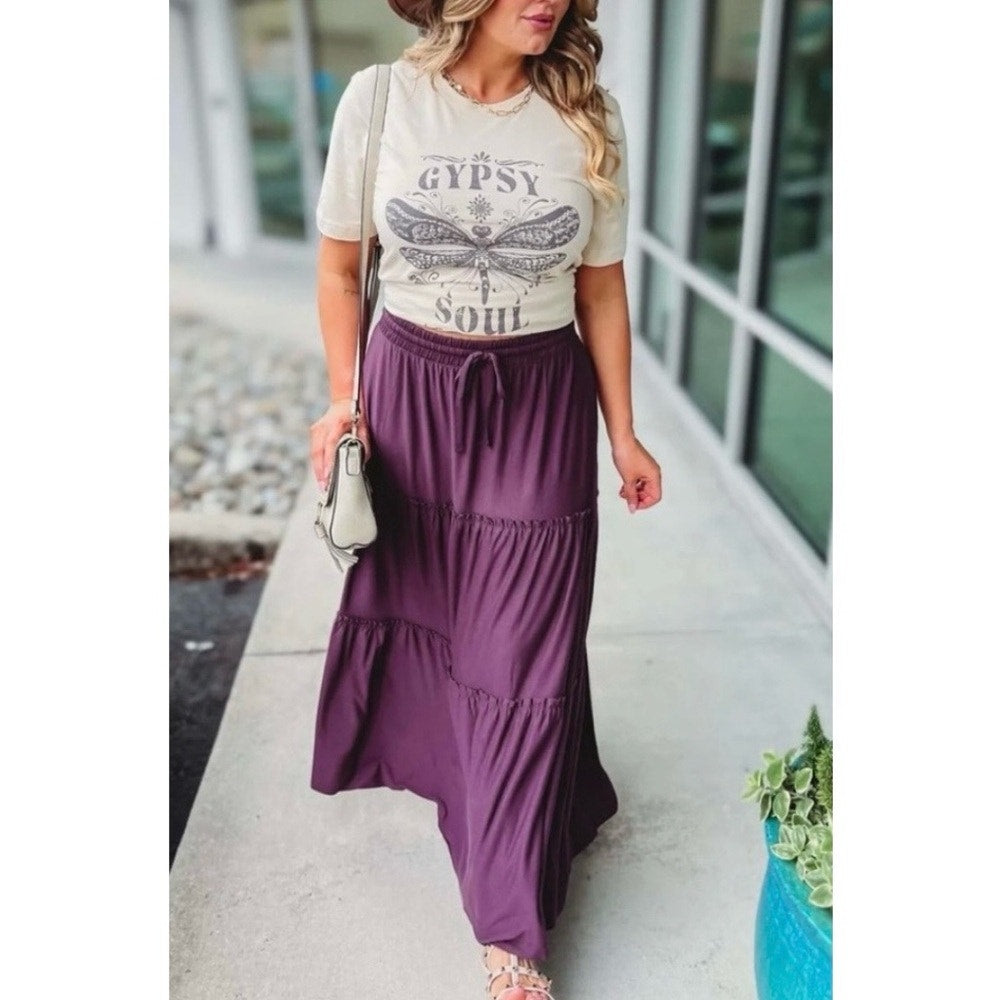 1396 - Zenana Tiered Maxi Skirt - Eggplant - 3X - NWOT