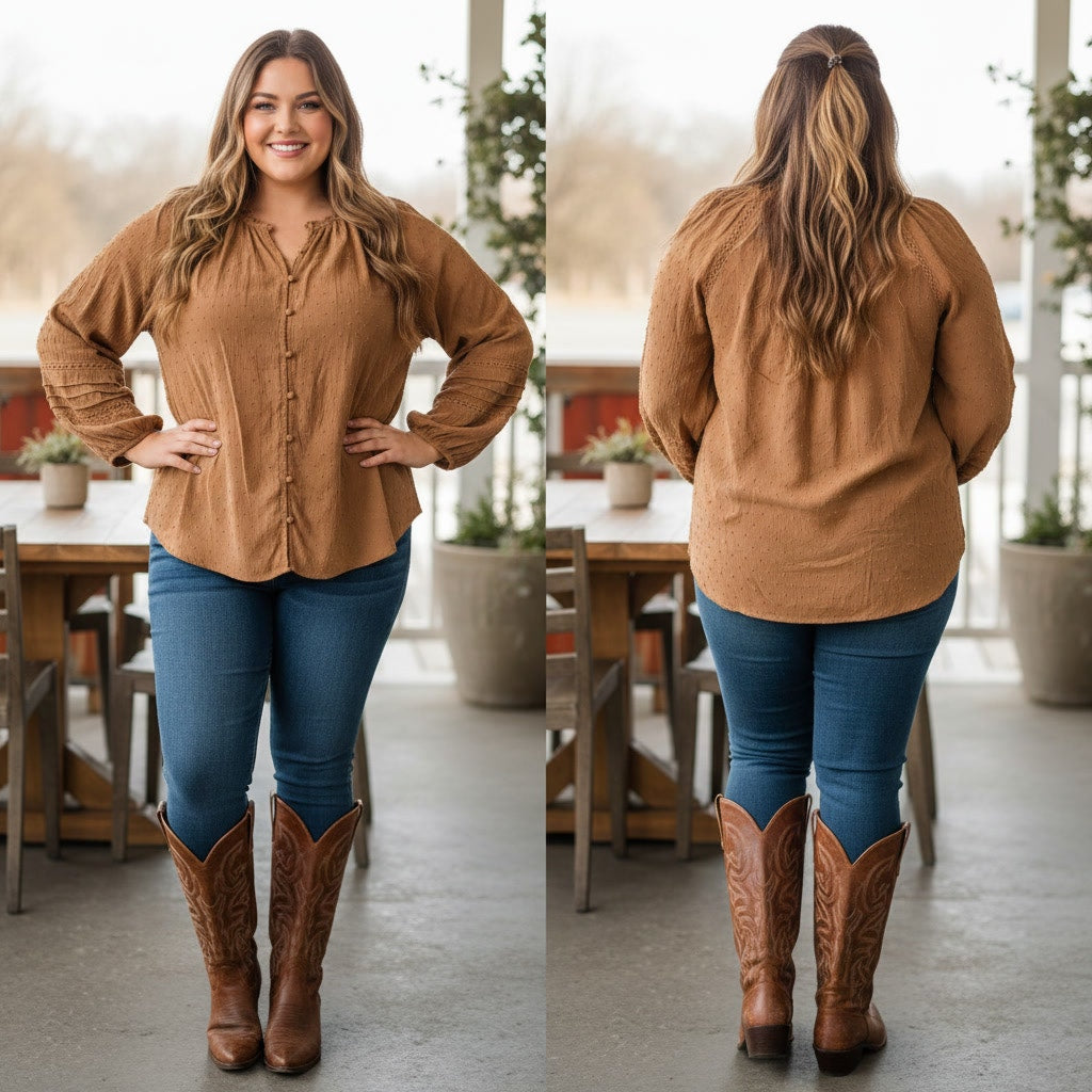 1538 - Torrid Peasant Blouse with Swiss Dots - Size 2