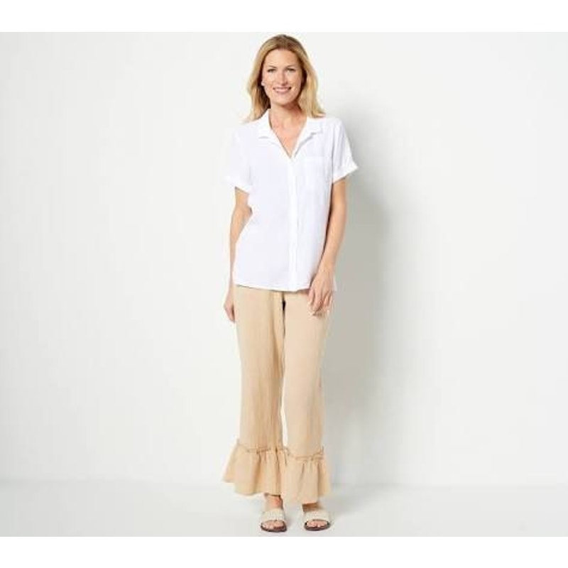 1263 - Attitudes by Renee Gauze pants with ruffle - 1X - NWT