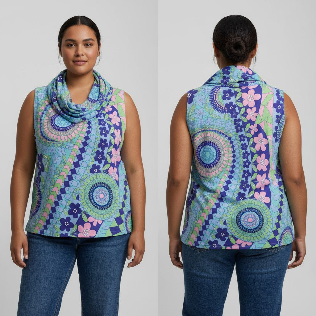 1340 - Emily Wonder Cowl Neck Sleeveless Blouse - 2X - NWT