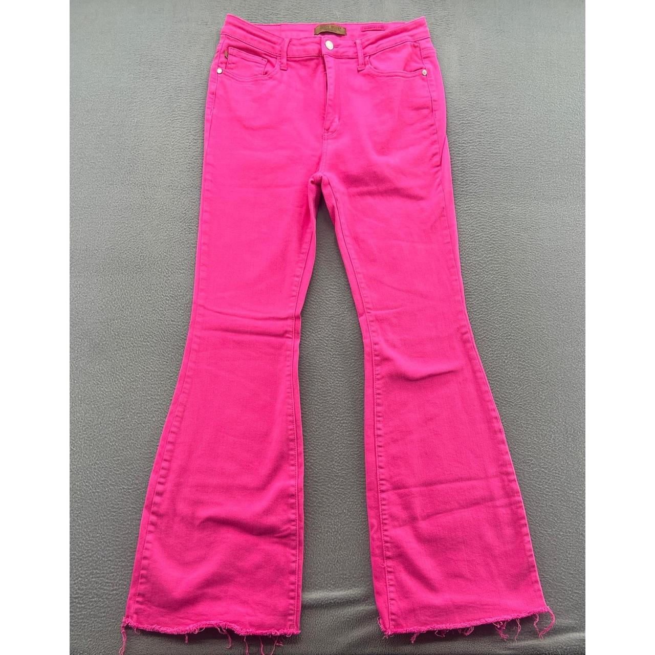1266 - Judy Blue Hot Pink Flare jeans with raw edge - 13/31