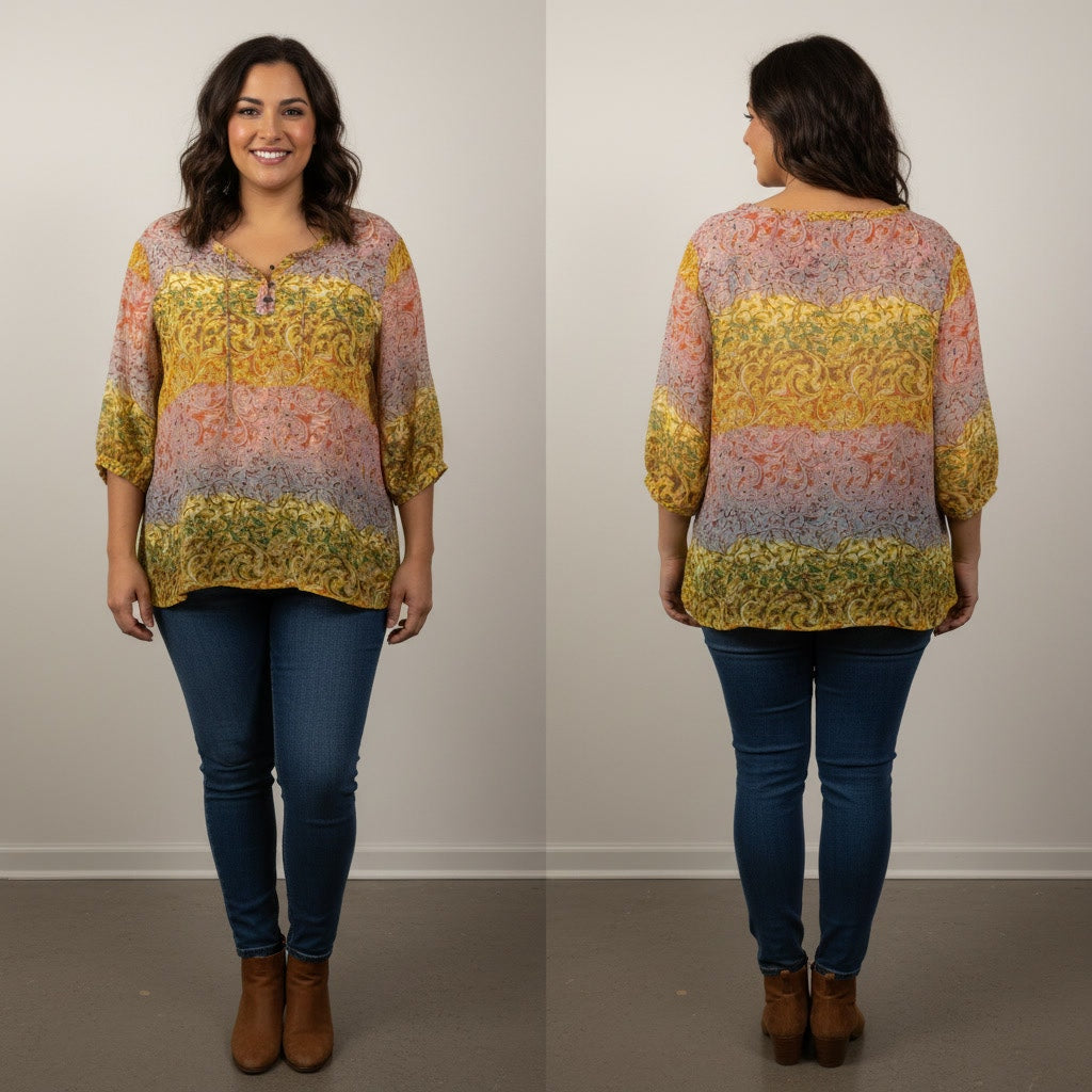 1376 - Avenue Peasant Boho Blouse - Size 26/28 - NWOT