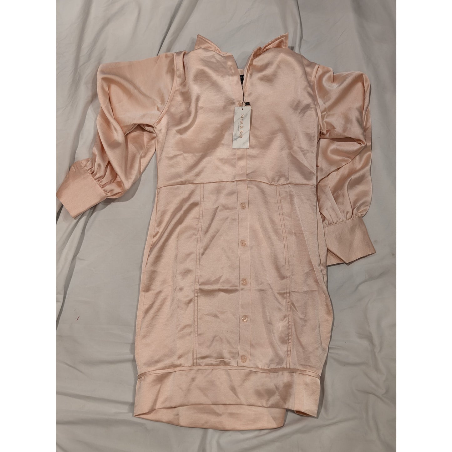 1414 - Strut & Bolt Champagne Satin Dress - Small - NWT