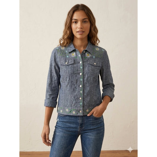 1042 - Willi Smith Hand Painted Floral Button Front Jacket