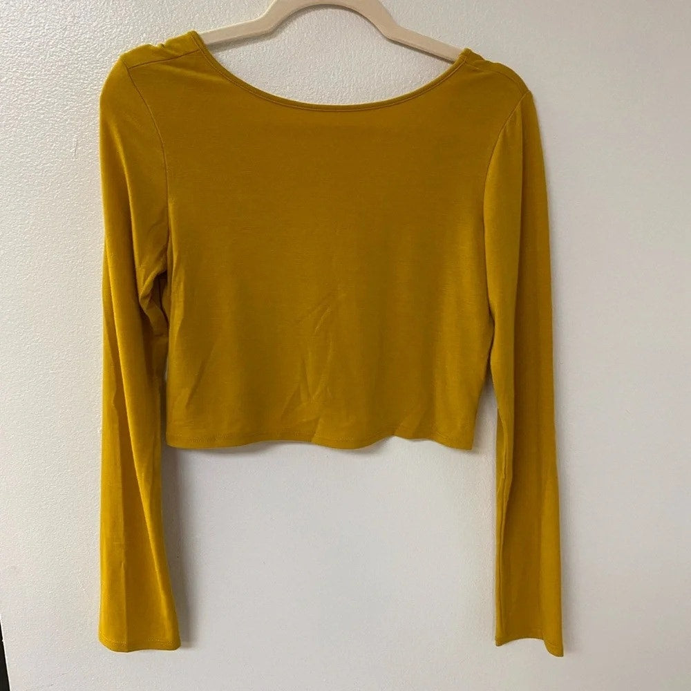 1404 - Peach Love Mustard Crop Top - Medium - NEW