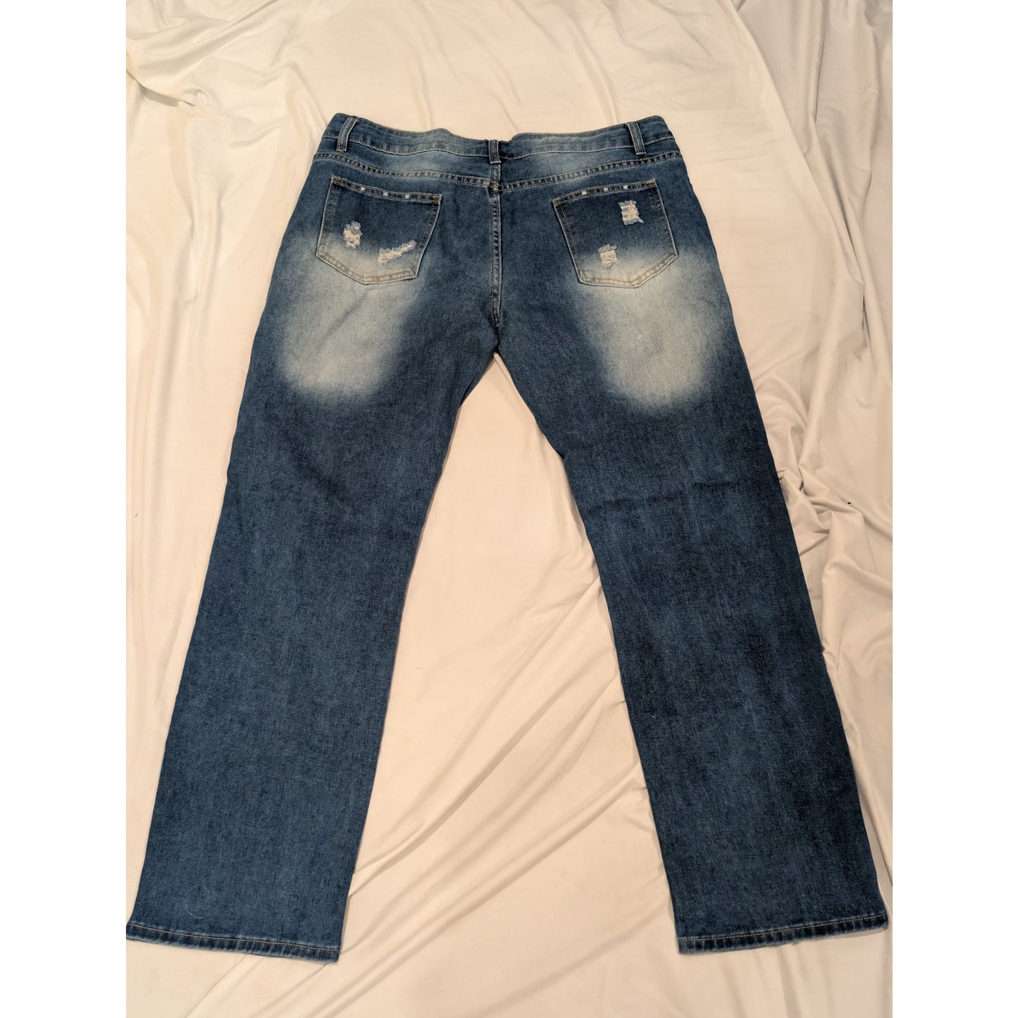 1310 - Distressed High Rise Straight Leg Jeans With floral design - XXL