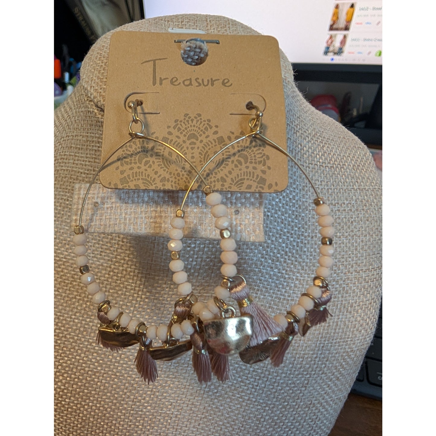 1420 - Treasure Western Boho Earrings - Beads and Tassels - NWT