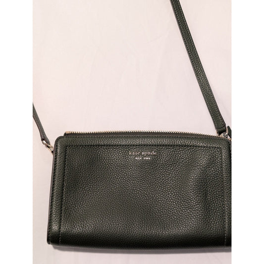 1065- Kate Spade Crossbody Wallet Pebbled Leather Green Gold