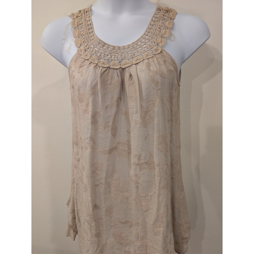 1238 - Indigo Soul Crochet Trim Tank Dress - Size Sm