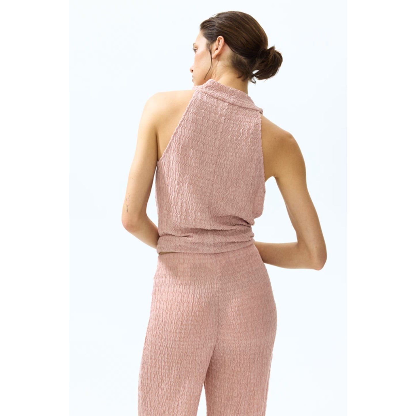 1102 - Dusty Pink Crinkled Wide Leg Pants - Size XL - NWT