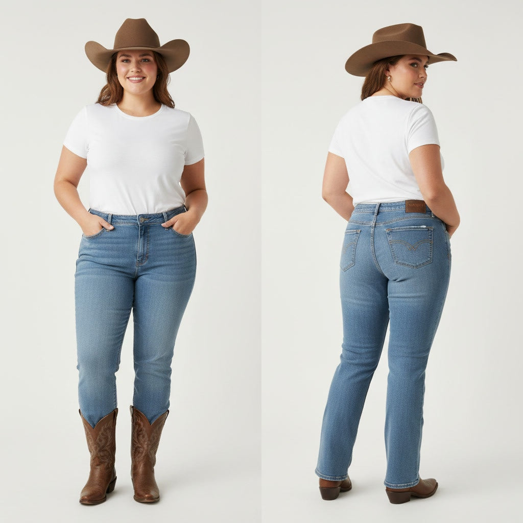 1519 - Wrangler Q Baby Boot Cut Jeans - 18W x 34
