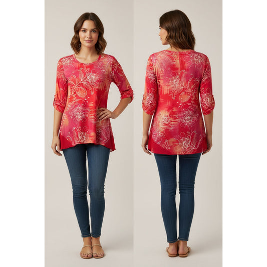 1386 - Indigo Soul Sf Bright Print Shark Bite Pink - Small - NWT