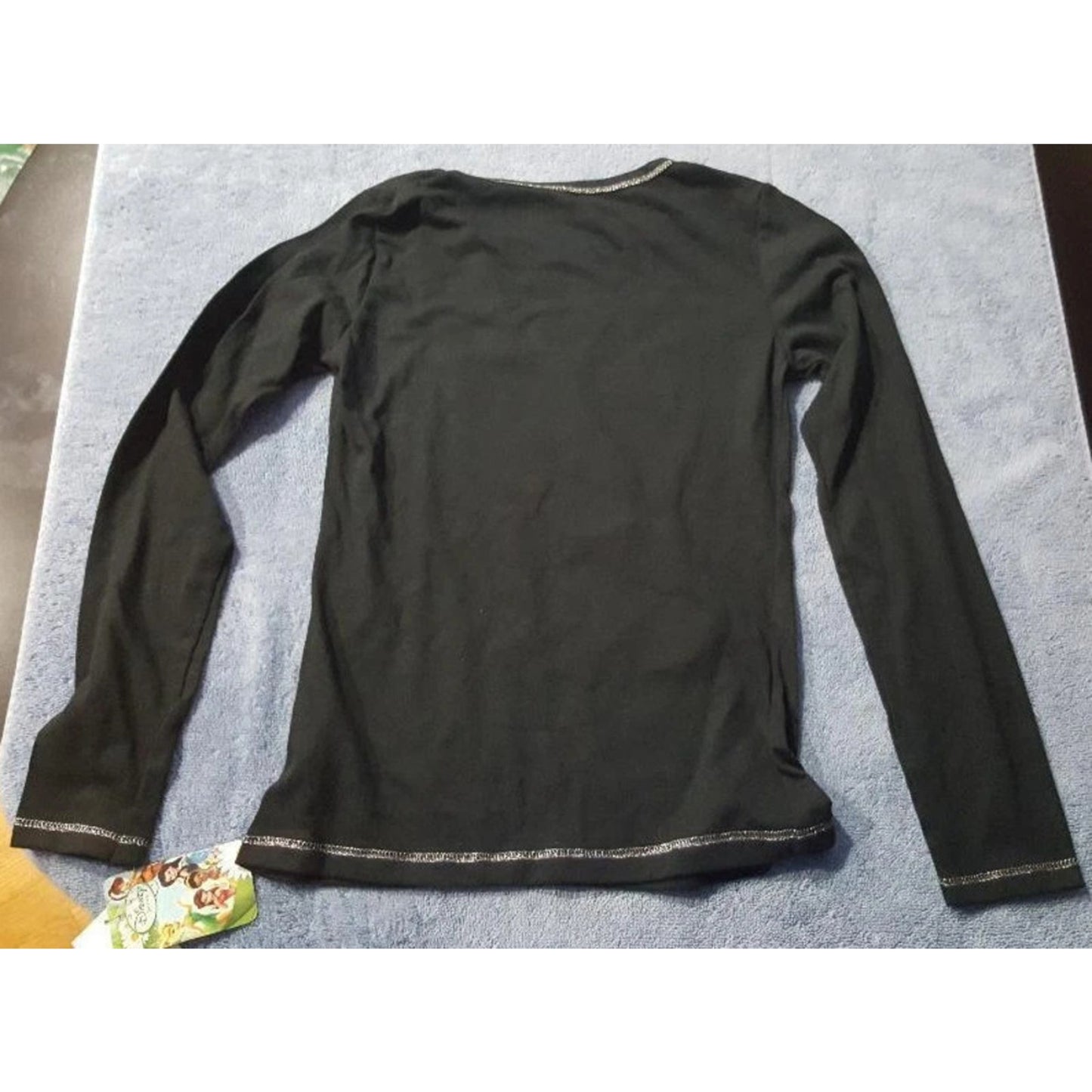 1106-Disney Fairies TinkerBell Fairy Glam Black Long Sleeve Shirt Girls XL - NEW