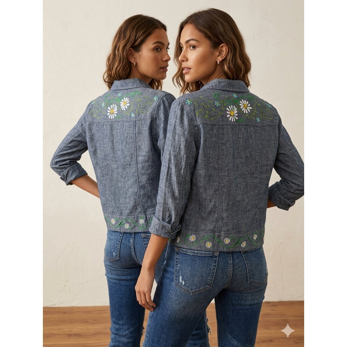 1042 - Willi Smith Hand Painted Floral Button Front Jacket