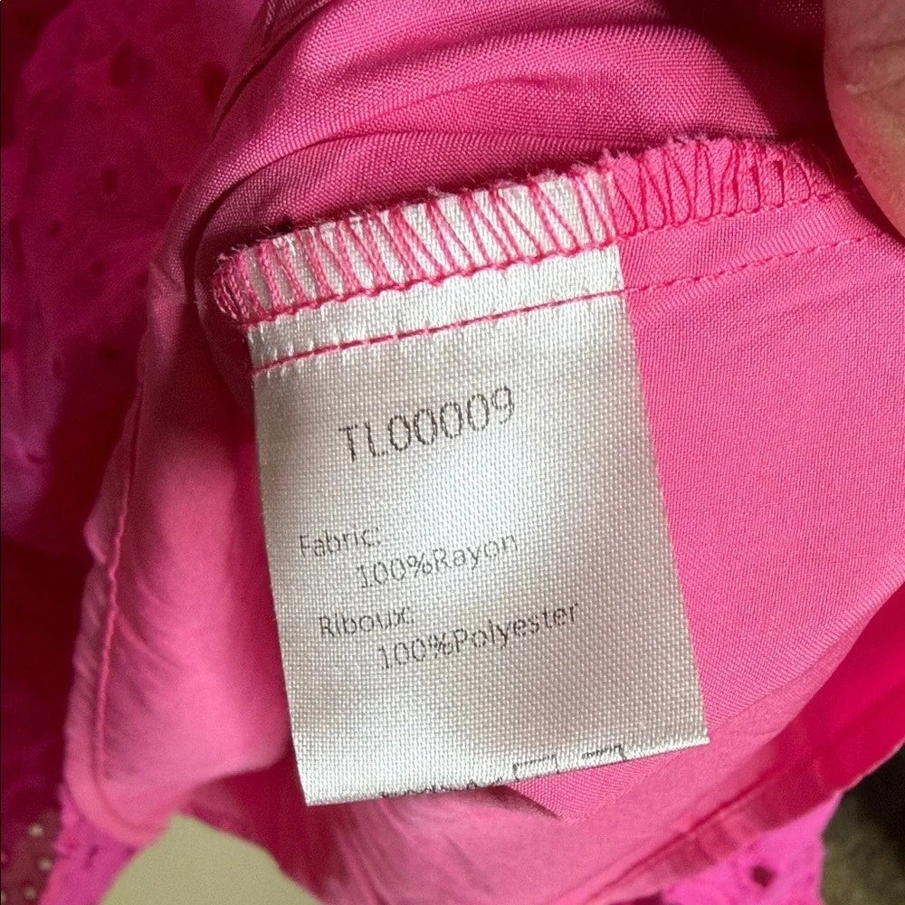 1259-Anrabess Pink Eyelet Dress - Size XL - NWT