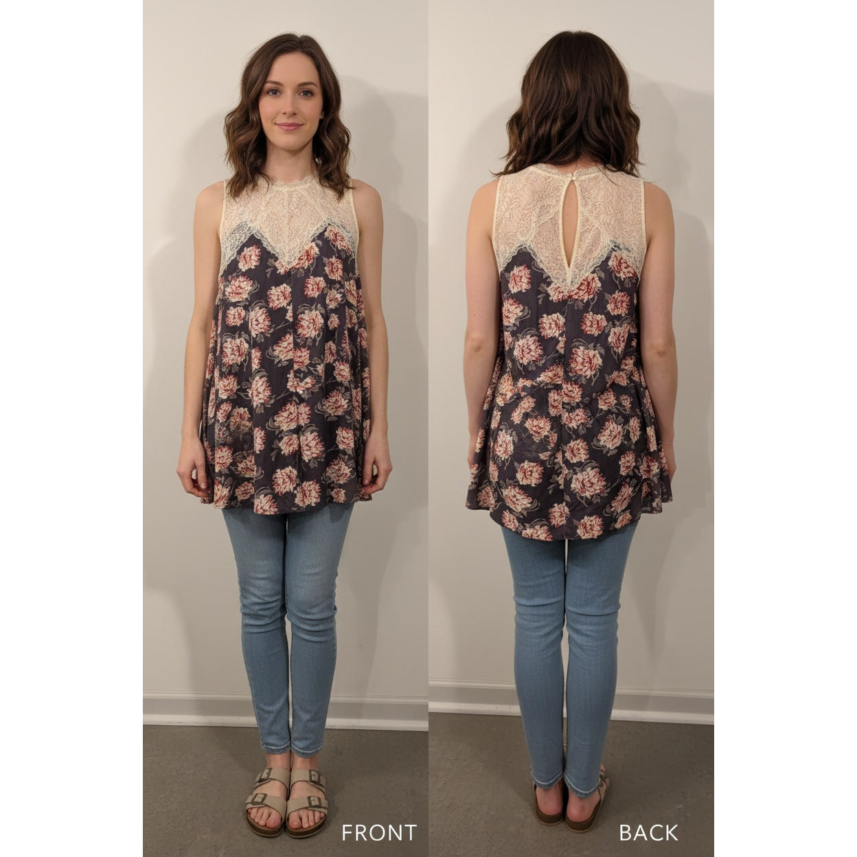 1437 - Umgee Lace Neck Sleeveless Tunic/Dress - S - PreLoved