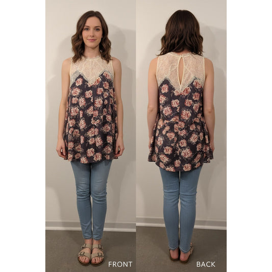 1437 - Umgee Lace Neck Sleeveless Tunic/Dress - S - PreLoved