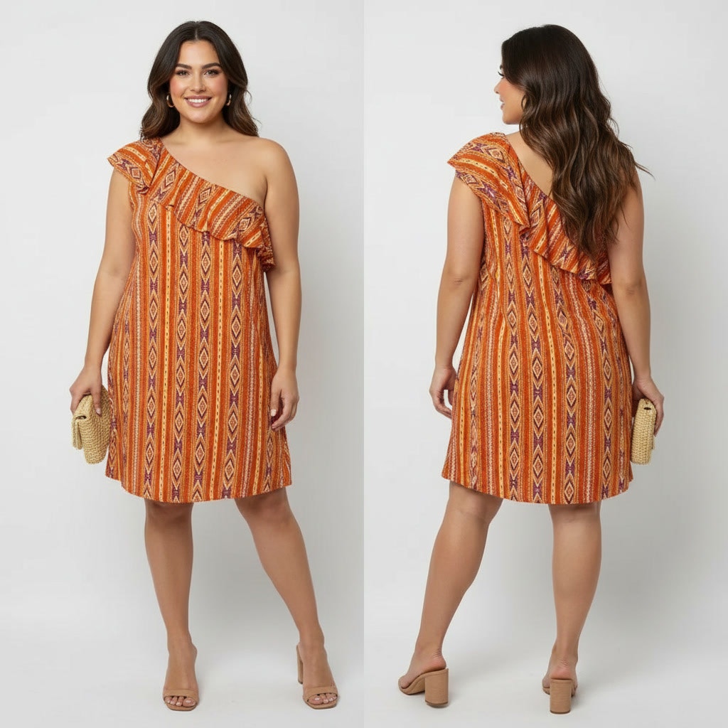 1285 - Savannah Jane One Shoulder Dress - Size 3X