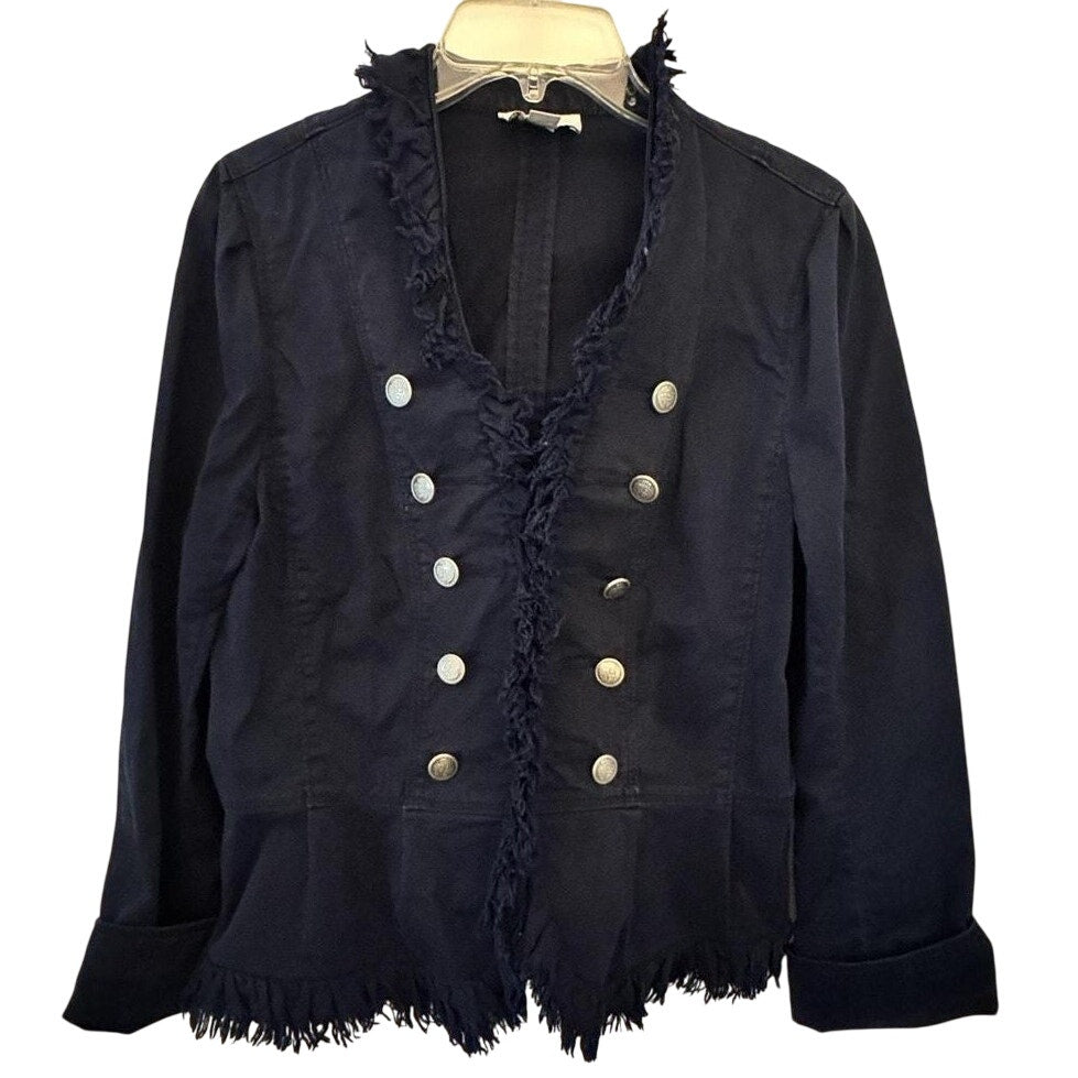 1253- LOFT Military Jacket with fringe around edge - Size 8