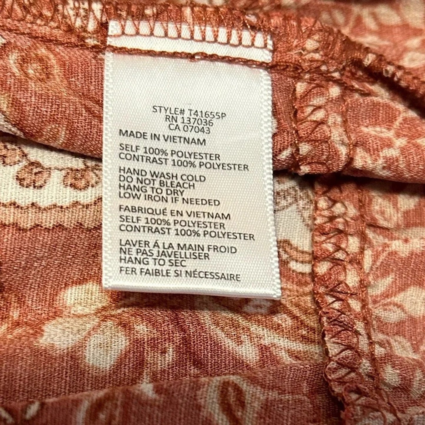 1077 - Paper Crane Paisley Peplum Blouse Rust - NWT SMALL