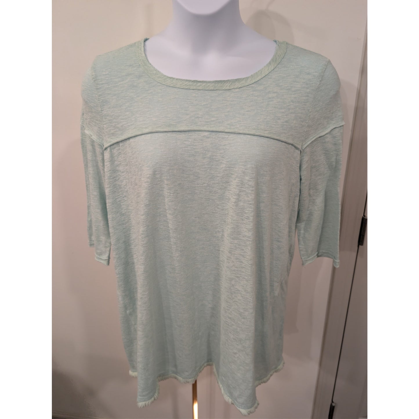 1441 - Umgee Cotton Slub Mint Green Blouse - PreLoved - Large