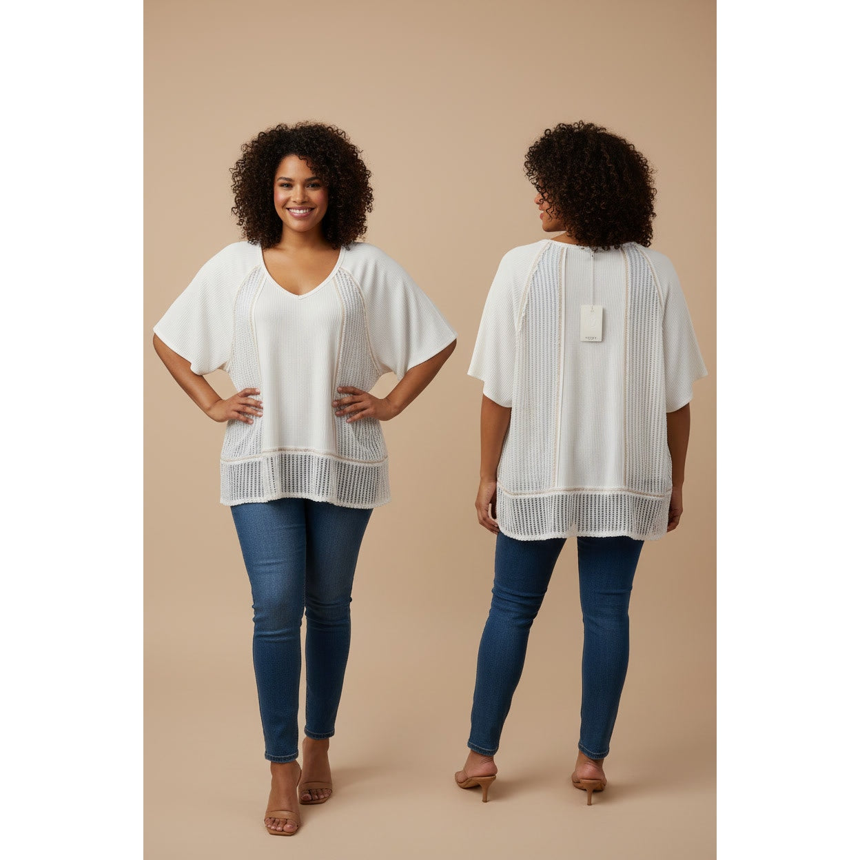 1383 - Andree' by Unit Open Knit Blouse - 2X - NWT